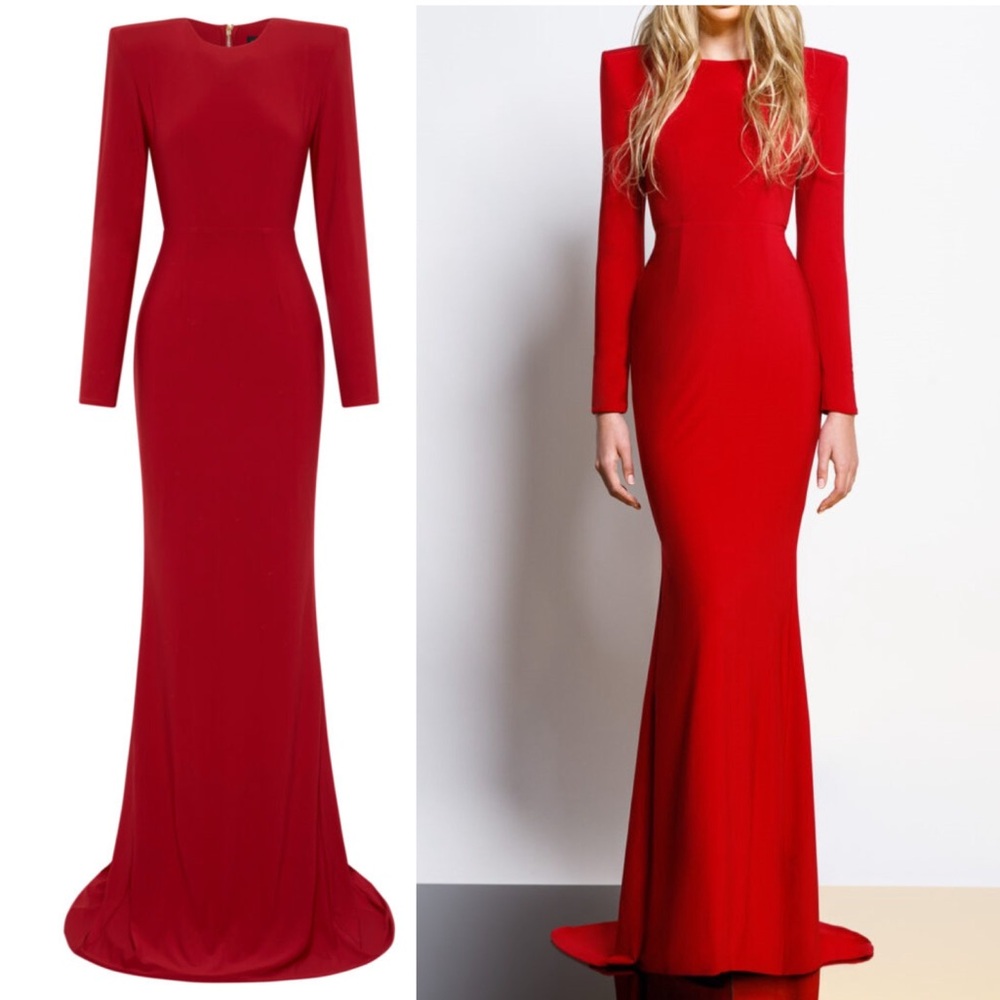 ZHIVAGO Forte Gown In Red Long Sleeve Maxi Dress